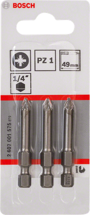 Pontas de chave de fendas Bosch PZ1 1/4″ 49 mm.