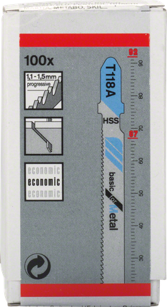 Lâminas de serra tico-tico Bosch T118A HSS para corte de metal.