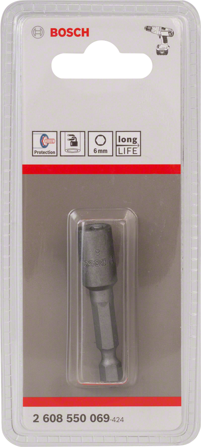 Ponta de chave de impacto Bosch de 6 mm com longa vida útil.