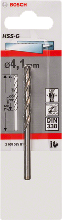 Broca para metal Bosch HSS-G de 4,1 mm.