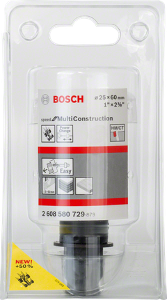 Serra copo Bosch MultiConstruction 25x60mm para um corte fácil de materiais.