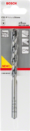 Broca Bosch 8 mm CYL-9 para pedra natural.