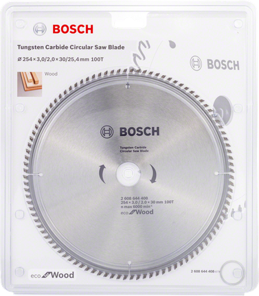 Lâmina de serra circular Bosch 254×3,0/2,0×30/25,4 mm madeira ecológica.