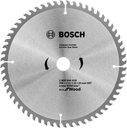 Lâmina de serra circular Bosch Eco para madeira, 60T 235 mm.