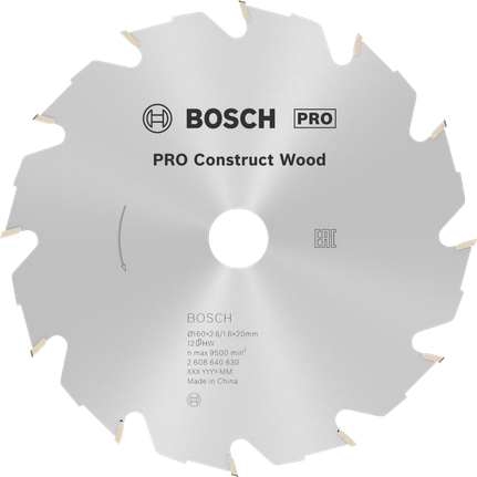 Lâmina de serra circular Bosch PRO Construct Wood, 12 dentes.