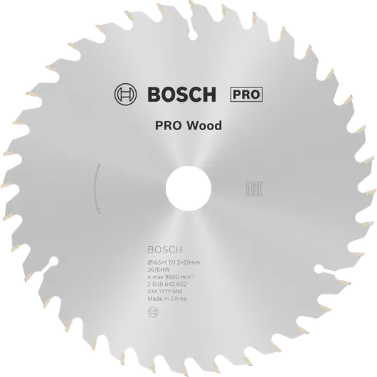 Lâmina de serra circular Bosch PRO Wood 165 mm T36 para cortes finos.