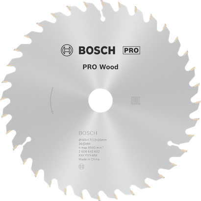 Lâmina de serra circular Bosch PRO Wood 165 mm T36 para cortes finos.