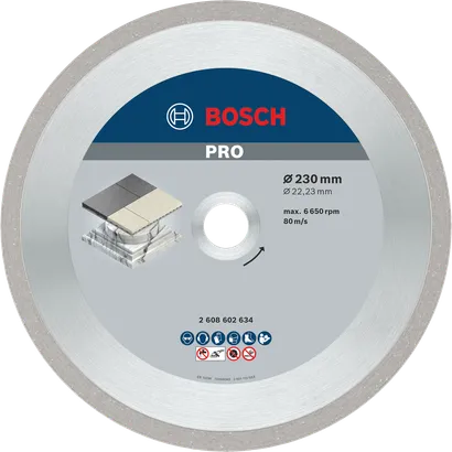 Disco diamantado cerâmico Bosch PRO para corte de azulejos, 230 mm.