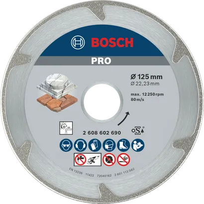 Disco diamantado Bosch PRO Marble 125 mm para corte de pedra.