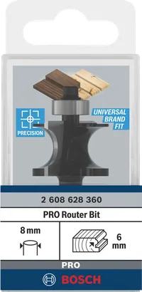 Broca de tupia Bosch PRO com guia de 6 mm.