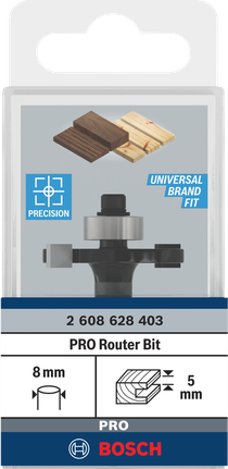 Broca de fresa Bosch PRO para entalhe, haste de 8 mm.