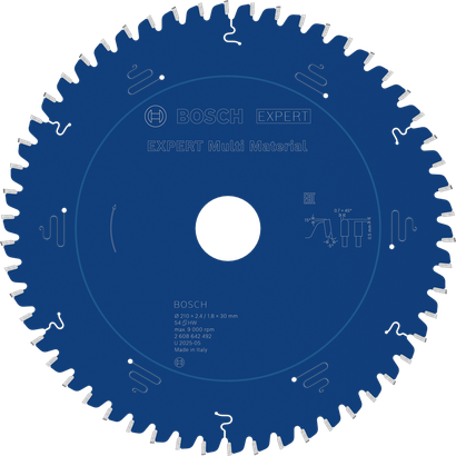 Lâmina de serra circular multimaterial Bosch EXPERT, 54 dentes.