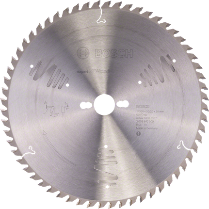 Hoja de sierra circular Bosch Expert for Wood 300mm 60 dientes.