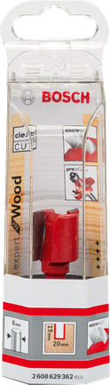 Fresa Bosch Expert para madera de 20 mm para cortes de precisión.