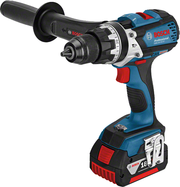 Taladro combinado a batería Bosch GSB 18.0 VE-EC con empuñadura lateral.