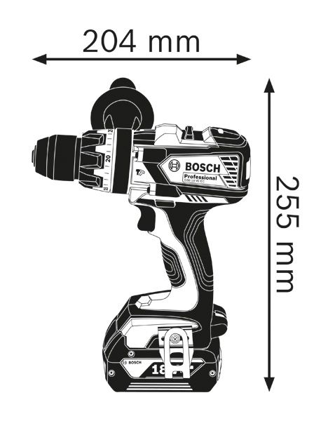 Dimensiones del taladro inalámbrico.