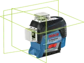 Herramienta niveladora láser Bosch GLL 3-80 CG con líneas láser verdes.