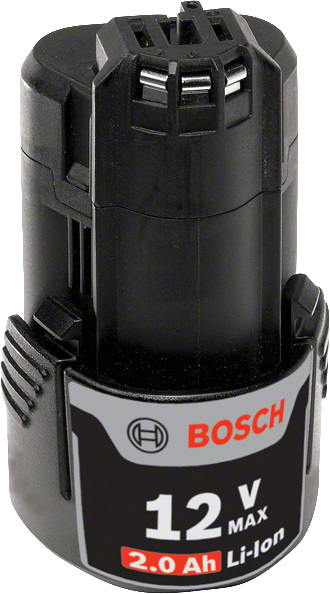 Paquete de batería de iones de litio Bosch de 12 V y 2,0 Ah.