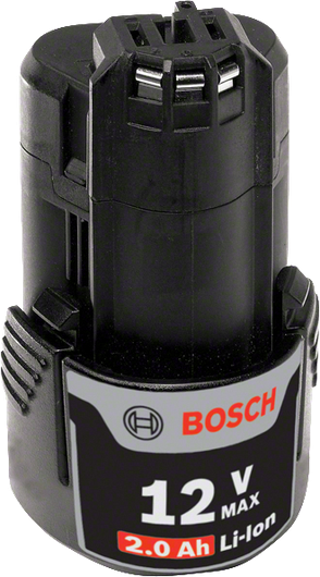 Paquete de batería de iones de litio Bosch de 12 V y 2,0 Ah.