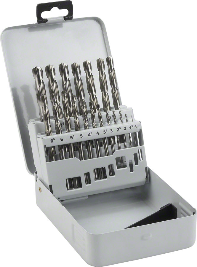 Juego de 19 brocas metálicas HSS-G de Bosch en estuche.