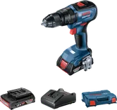 Taladro inalámbrico Bosch GSB 18V-50 con batería y maletín.