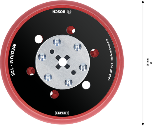 Almohadilla de lijado multiorificios Bosch EXPERT Universal de 125 mm, grano medio.
