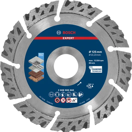 Disco de corte de diamante Bosch EXPERT MultiMaterial 125 mm.