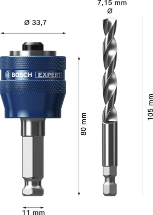Mandril para sierra de corona Bosch EXPERT Power Change Plus con broca HSS-G.
