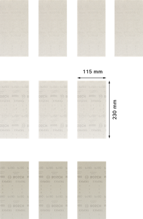 Juego de mallas de lijado Bosch EXPERT M480 (115 x 230 mm, paquete de 10).