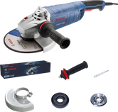 Amoladora angular Bosch GWS 25-230 con accesorios.