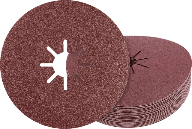 Los discos de lijado de fibra de Bosch se apilan para eliminar el material rápidamente.