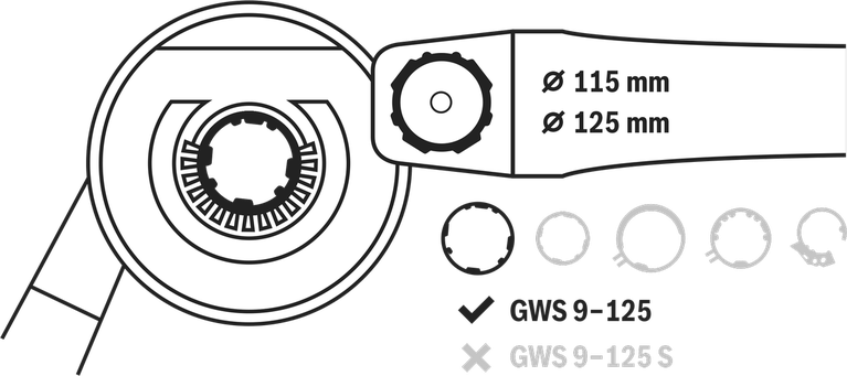 Campana extractora de aspiración combinada Bosch con salida de polvo, 115 o 125 mm.