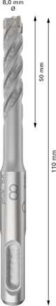 Broca percutora Bosch PRO SDS plus-5X de 8 mm para hormigón.