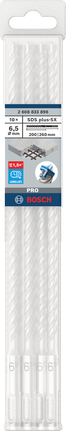 Juego de brocas para taladro percutor Bosch PRO SDS plus-5X de 6,5 x 200 x 260 mm.