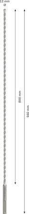 Broca para taladro percutor Bosch PRO SDS max-4 12x800x940 mm.