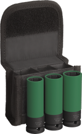 Juego de vasos de impacto Bosch PRO de 1/2" extra profundos, 3 piezas.