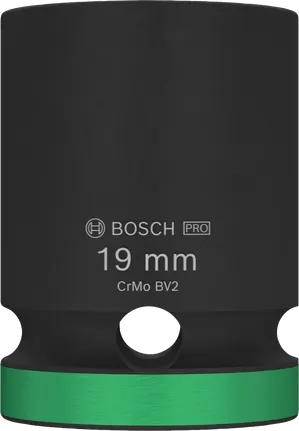 Vaso de impacto Bosch PRO de 19 mm y cuadrado exterior de 1/2 pulgada.