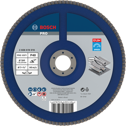 Disco de láminas Bosch PRO X571 en ángulo 180 mm G40 para metal.