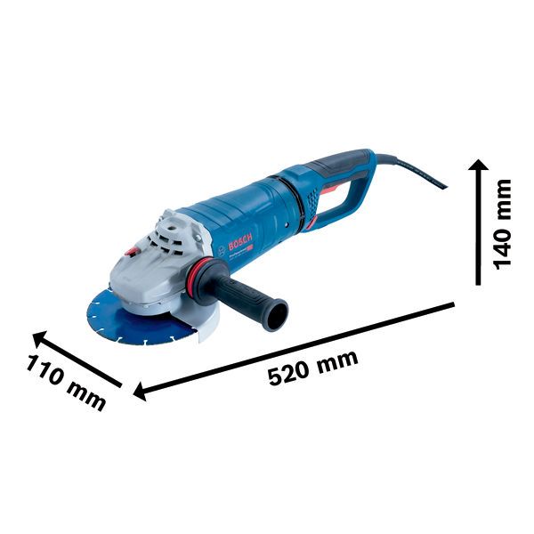 Amoladora angular Bosch GWS 25-180 LVI R con mango ergonómico.