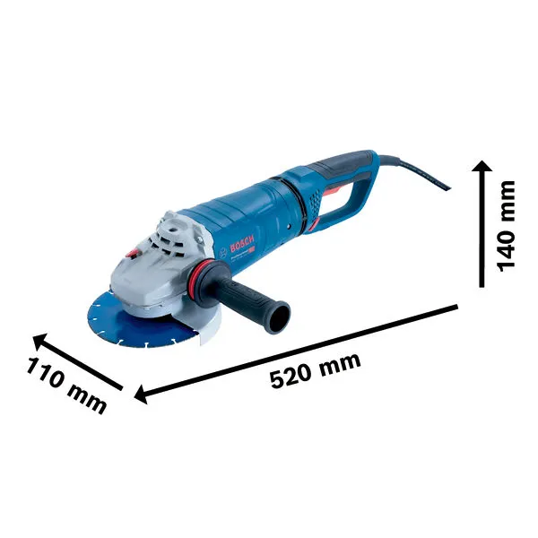 Amoladora angular Bosch GWS 25-180 LVI R con mango ergonómico.