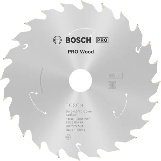 Hoja de sierra circular inalámbrica Bosch PRO Wood, 140 mm T24.