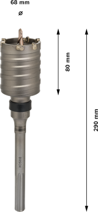 Cortador de núcleos Bosch PRO SDS max-5 de 68 mm de diámetro.