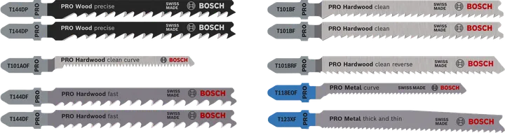 Bosch PRO Juego de hojas de sierra de calar para madera y metal de 100 mm, 10 piezas.