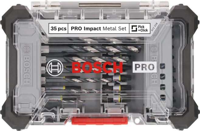 Juego de herramientas de impacto para metal Bosch PRO de 35 piezas.