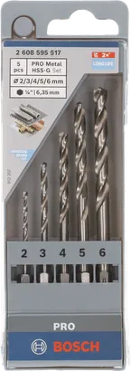 Juego de brocas hexagonales Bosch PRO Metal HSS-G, 5 piezas.