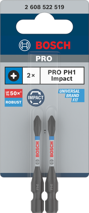 Puntas de impacto Bosch PRO PH1 de 55 mm, 2 unidades.