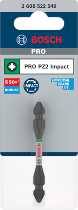 Punta de impacto de doble punta Bosch PRO PZ2 de 65 mm.