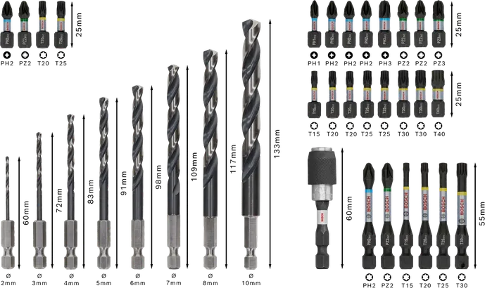 Bosch PRO Impact Metal Set 35 piezas con puntas para taladro y destornillador.