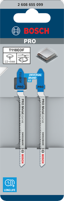 Hojas de sierra de calar Bosch PRO Metal Curve T118EOF 83 mm 2 uds.