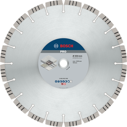 Disco de diamante para hormigón Bosch PRO, 350 mm para corte.
